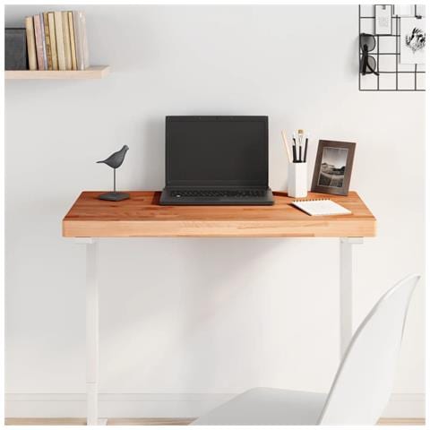 Piano Tavolo 80x40x4cm Rettangolare Legno Massello Di Faggio - Foto 1