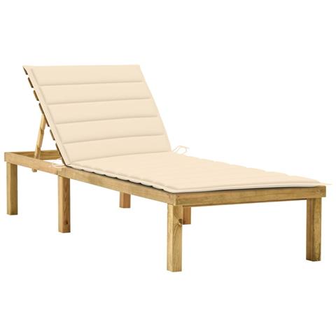 Lusso Casadino - Lettino Da Giardino Con Cuscino Crema Legno Pino Impregnato - Foto 2