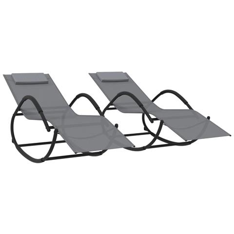 Lusso Casadino - Lettini Prendisole A Dondolo 2 Pz In Acciaio E Textilene Grigio - Foto 1