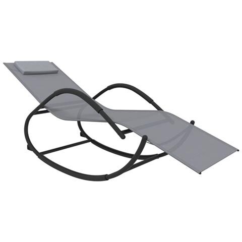 Lusso Casadino - Lettini Prendisole A Dondolo 2 Pz In Acciaio E Textilene Grigio - Foto 2