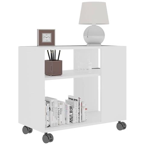 Tavolino Da Salotto Bianco 70x35x55 Cm In Legno Multistrato - Foto 2