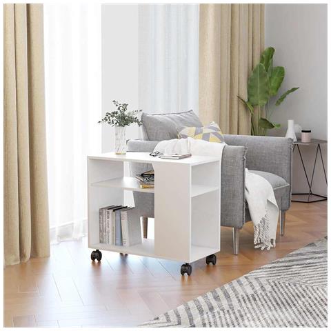 Tavolino Da Salotto Bianco 70x35x55 Cm In Legno Multistrato - Foto 6