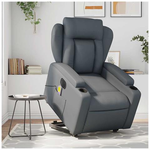 Lusso Casadino - Poltrona Alzapersona Elettrica Reclinabile Grigio In Similpelle - Foto 8