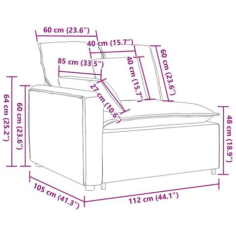 Modulo Terminale Bracciolo Divano Modulare con Cuscini 100 cm - Foto 9