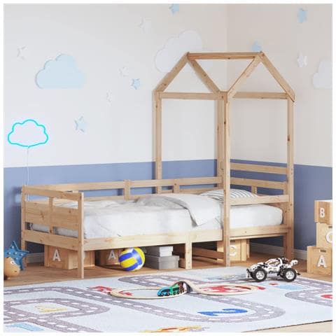 Dormeuse con Tetto 80x200 cm in Legno Massello di Pino - Foto 2