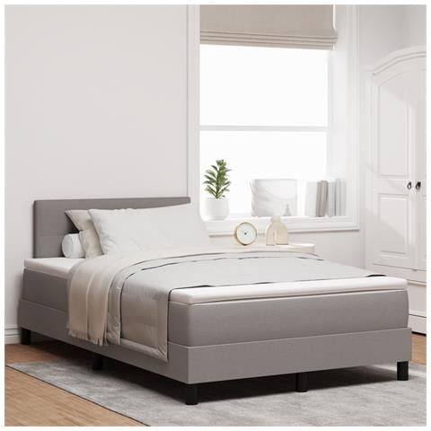 Letto Box Spring con Materasso & LED Taupe 120x190 cm Tessuto - Foto 2