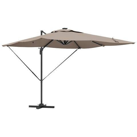 Ombrello a Sbalzo Roma con LED Tortora 286x285x270 cm Alluminio - Foto 1