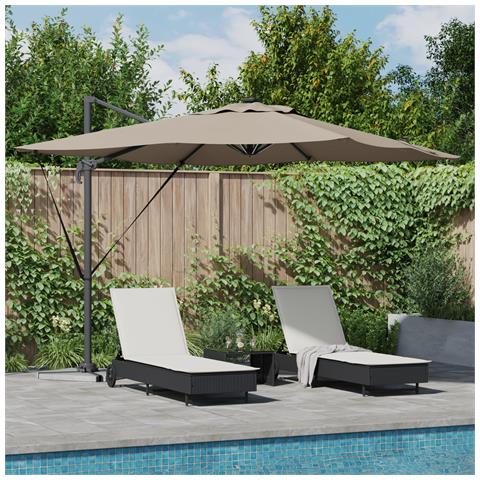 Ombrello a Sbalzo Roma con LED Tortora 286x285x270 cm Alluminio - Foto 2