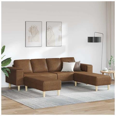 Set di divani 3 pcs Marrone Pelle scamosciata sintetica - Foto 2
