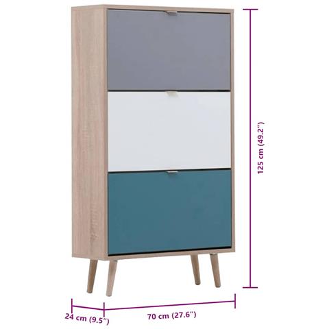 Scarpiera C-uba 42 Rovere Sonoma e Tricolore - Foto 2