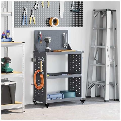 Carrello per Attrezzi con ruota Antracite 65 x 35 x 111 cm - Foto 2