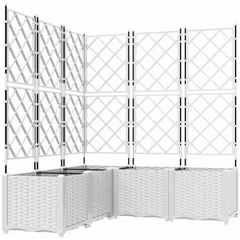 Vaso da Giardino con Trellis 5 pcs Bianco 120 x 120 x 143 cm PP - Foto 1