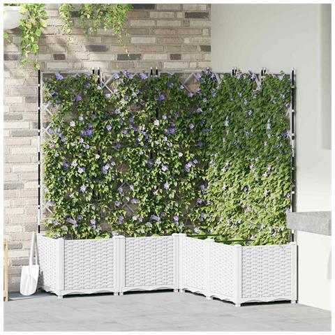 Vaso da Giardino con Trellis 5 pcs Bianco 120 x 120 x 143 cm PP - Foto 2
