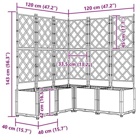 Vaso da Giardino con Trellis 5 pcs Bianco 120 x 120 x 143 cm PP - Foto 8