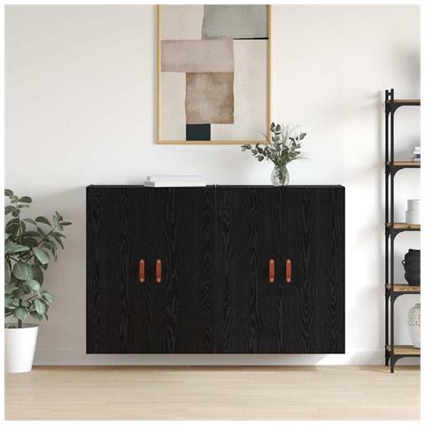 Armadi da Muro 2 pcs Rovere nero 69.5 x 34 x 90 cm - Foto 2