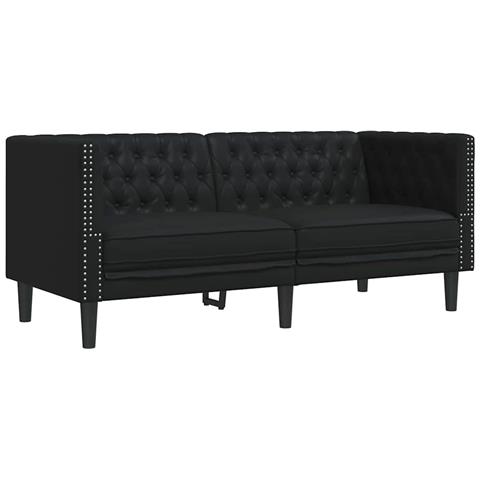 Divano Chesterfield Nero 174 x 74.5 x 70.5 cm Pelle sintetica - Foto 1