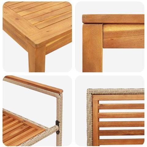 Set da Pranzo per Giardino 5 pcs Beige Poly Rattan - Foto 9