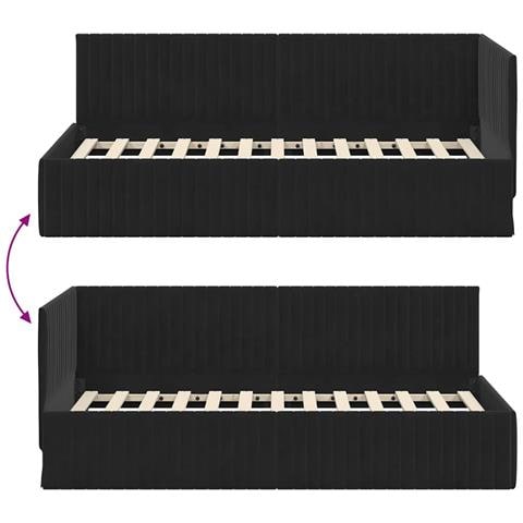 Cornice del letto ad angolo Nero 90 x 190 cm Velluto - Foto 9