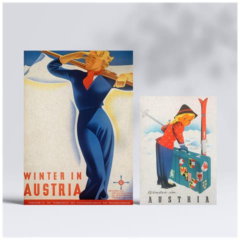 Set Di 6 Stampe Austria Illustrazioni A Colori Di Cartelloni Pubblicitari Turistici D'epoca Provenienti Da Tutto Il Mondo Design D'interni A3 & A4 Senza Cornice - Foto 2