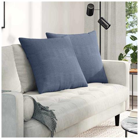 Cuscini da Divano 2 pcs Blu 60 x 60 cm Tessuto in Cords - Foto 2