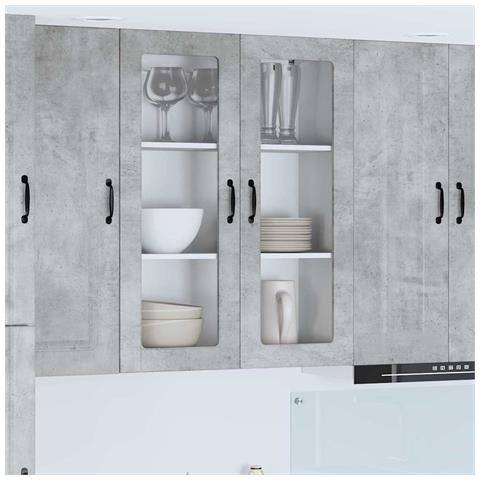 Pensile cucina con lo scaffale Grigio cemento 80 x 31 x 100 cm - Foto 2