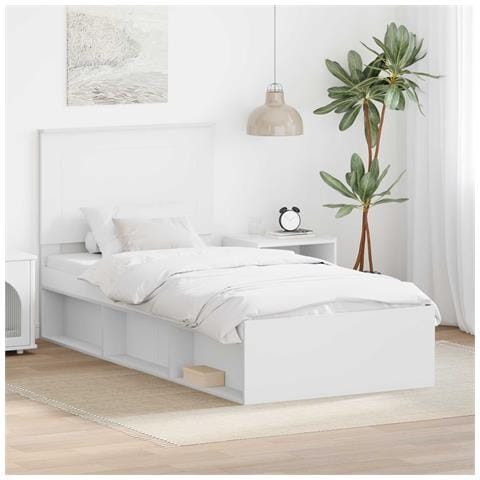 Struttura del letto Bianco 75 x 190 cm Pino massello - Foto 2