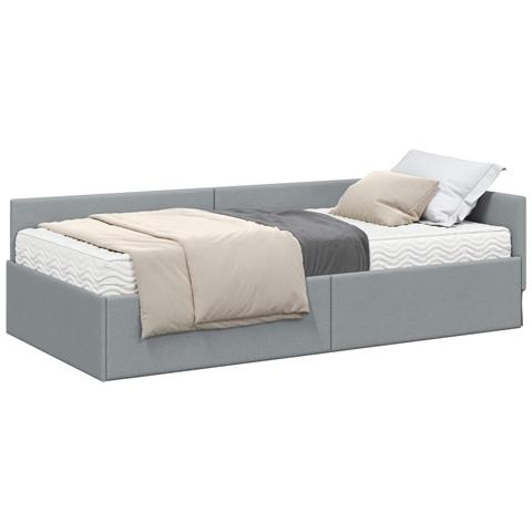 Struttura Letto Angolare con Materasso 2 pcs Grigio chiaro - Foto 1