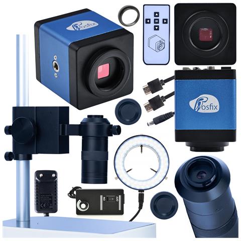 Set Microscopico Draco Blue Pro 4 In 1 - Qualità Immagine Fullhd, Obiettivo 100x, Piattaforma Regolabile, Illuminatore 56xled - Foto 1