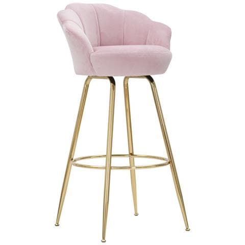 Sgabello Da Bar Vienna Rosa E Gold In Velluto - H 110 Cm - Foto 1