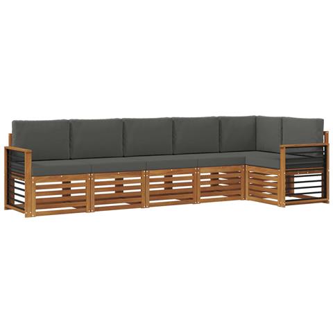 Set divani 6 pcs Naturale e Antracite Legno di Acacia Massello - Foto 1