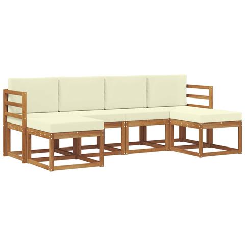 Set di divani da esterno con cuscino 6 pcs Naturale e Crema - Foto 1