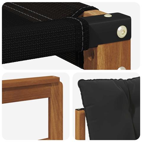 Set di divani da esterno con cuscino 6 pcs Naturale e Nero - Foto 9