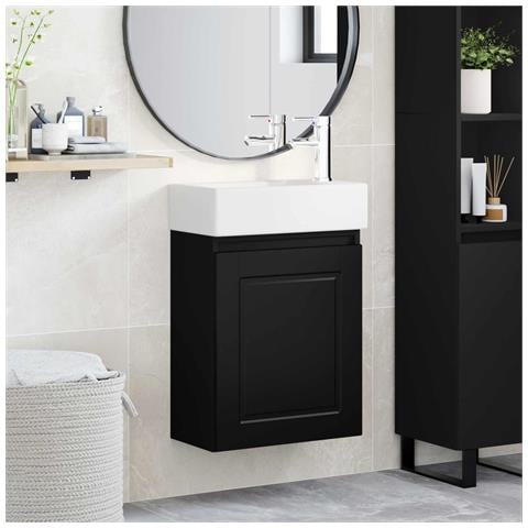 Mobile bagno con rubinetto Nero 45,5 x 22,5 x 84 cm - Foto 2