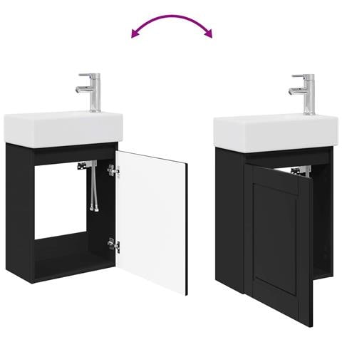 Mobile bagno con rubinetto Nero 45,5 x 22,5 x 84 cm - Foto 9