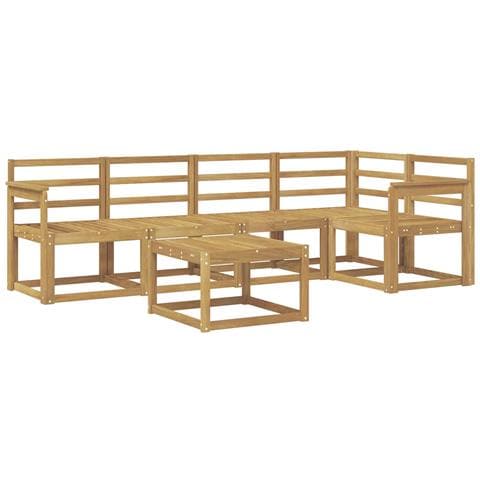 Set di divani da esterno 6 pcs Bianco Legno di Acacia Massello - Foto 1