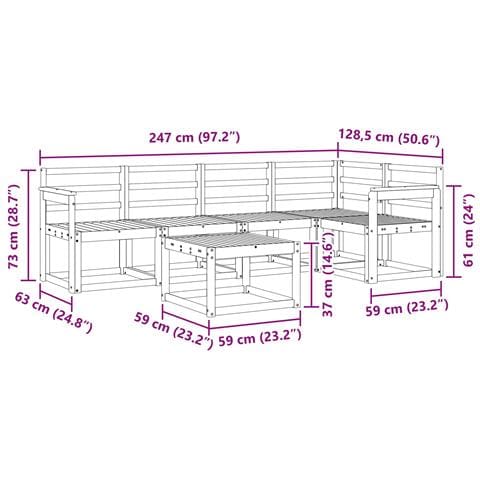 Set di divani da esterno 6 pcs Bianco Legno di Acacia Massello - Foto 9