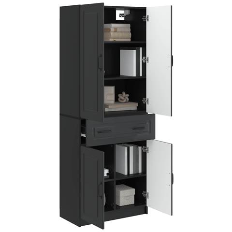 Set di armadi 2 pcs Nero Legno ingegnerizzato - Foto 2