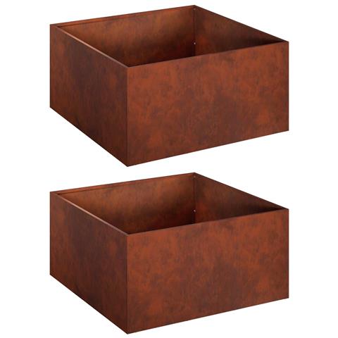 Vaso da giardino 2 pz Ruggine 60 x 60 x 30 cm Acciaio Corten - Foto 1