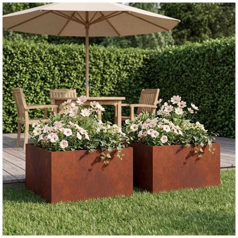 Vaso da giardino 2 pz Ruggine 60 x 60 x 30 cm Acciaio Corten - Foto 2