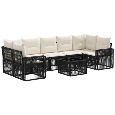 Set Divano da Giardino 8 pz Nero polyrattan - Foto 1