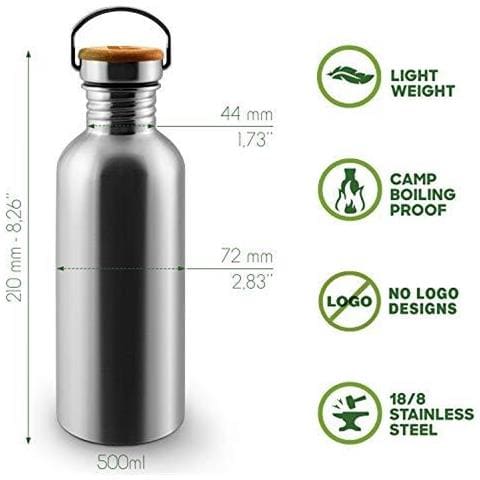 Bottiglia A Parete Semplice Acqua Dellacciaio Inossidabile Flacone Da 500 Ml Di Acqua Eco-friendly Riutilizzabile Bottiglia Campfire Proof Plastica Libero E Bottiglia Tenuta Ermetica Metallo Acqua Flacone Da 500 Ml Di Acqua Eco - Foto 2