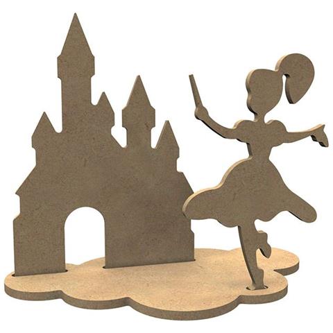 Decorazione In Legno 3d Mdf - Fata E Castello - Foto 1