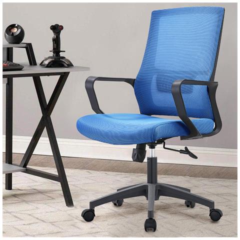 Sedia Da Ufficio Blu Poltrona Da Scrivania Studio Cameretta Altezza Regolabile - Foto 2