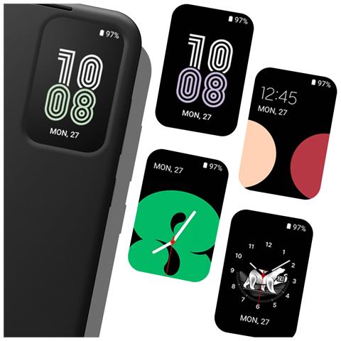 Custodia A55 5g Copertina Finestra Touch Portacarte, Nero - Foto 2