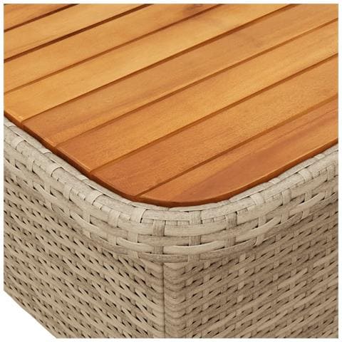 Tavolo Da Giardino Beige 80x80x71cm Polyrattan E Legno Acacia - Foto 8