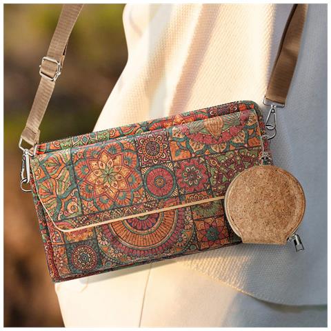 Pochette In Sughero, Collezione Mandalavibe Chiusura A Zip / Magnetica - Foto 2