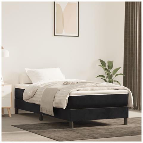 Materasso A Molle Insacchettate Nero 80x210x20 Cm In Velluto - Foto 1