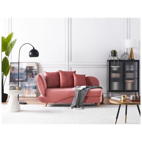 Chaise Longue Versione Sinistra Meri Velluto Rosa Con Contenitore - Foto 1