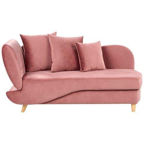 Chaise Longue Versione Sinistra Meri Velluto Rosa Con Contenitore - Foto 2