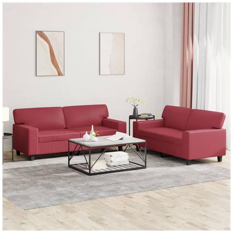 Set Di Divani 2 Pz Rosso Vino In Similpelle - Foto 1
